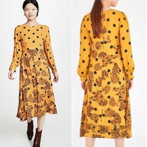Farm Rio Midi Dress Polka Dot Banana Mix 275546